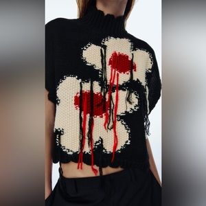 ZARA FLORAL KNIT VEST
